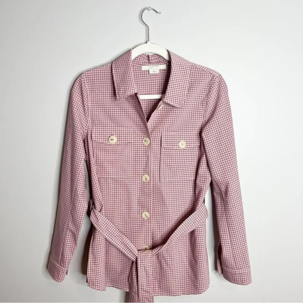 W by Worth Pink Plaid Belted Jacket